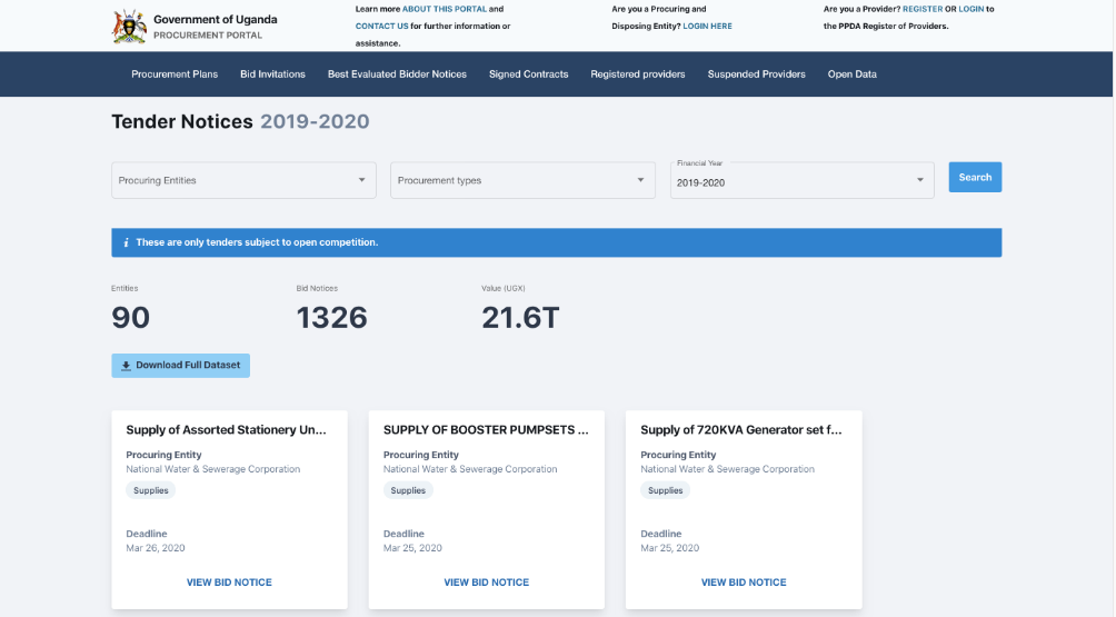 Government Procurement Portal strengthened, disclosure and use of Procurement Data improved